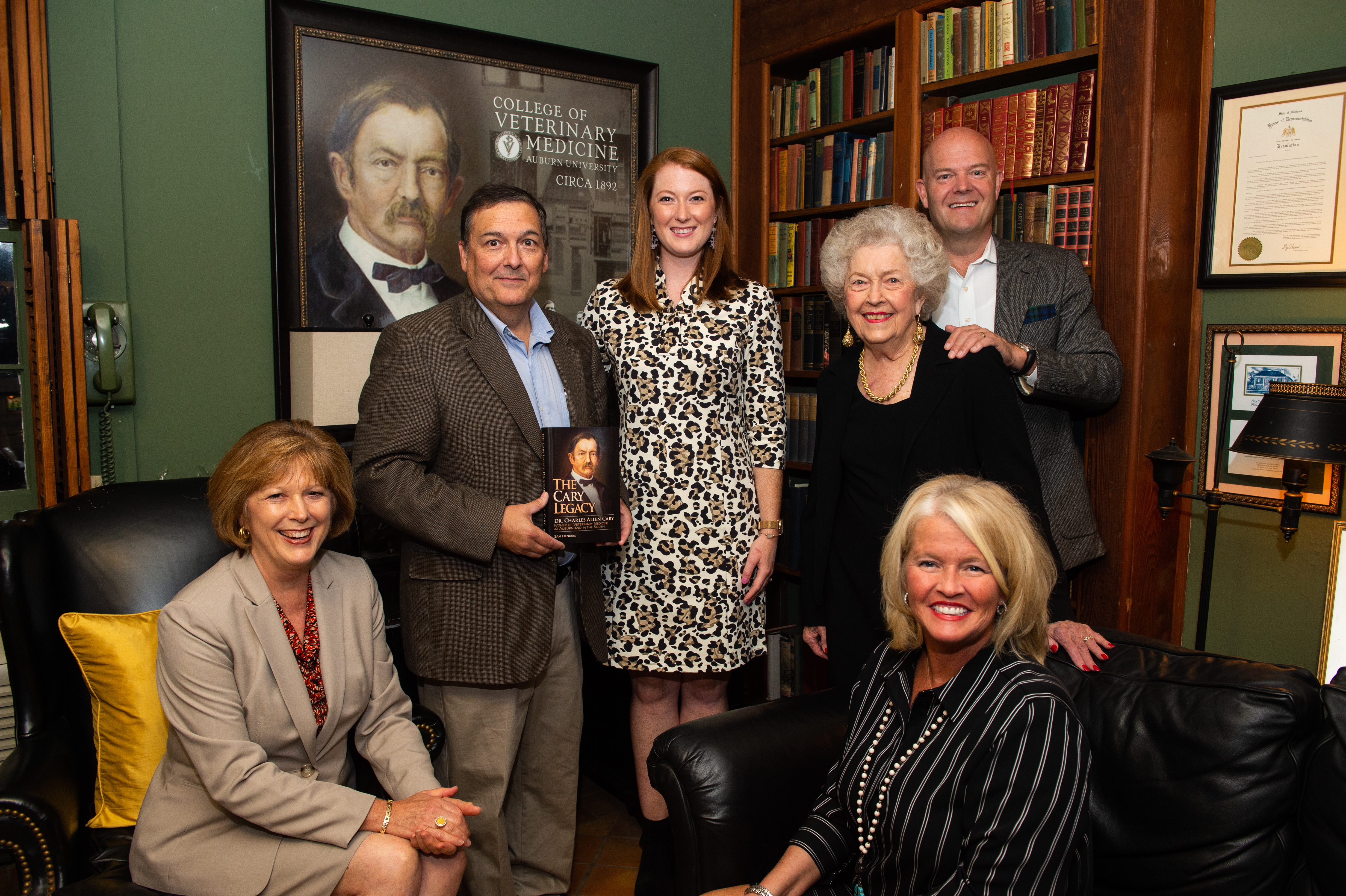 Hendrix, second from the left, with Cary family descendants, including Dr. Cary Frances Clark, third from left, a 2015 graduate of the college.