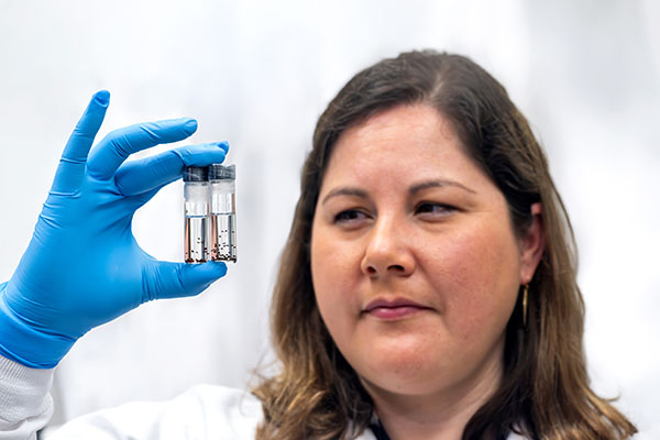 Dr. Kathryn Reif examining ticks