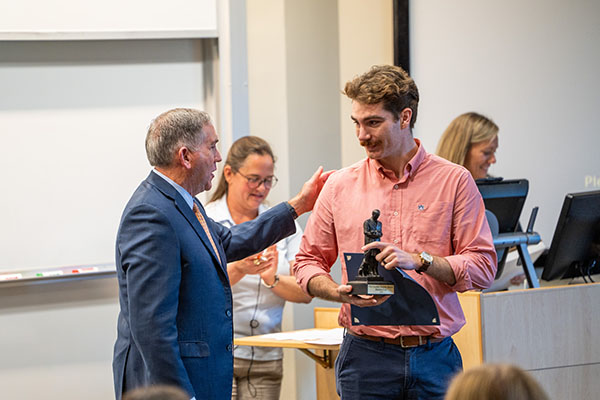 Student receiving an award